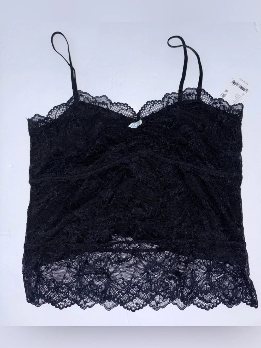 Free People Intimately Black Lace Camisole Tank Top